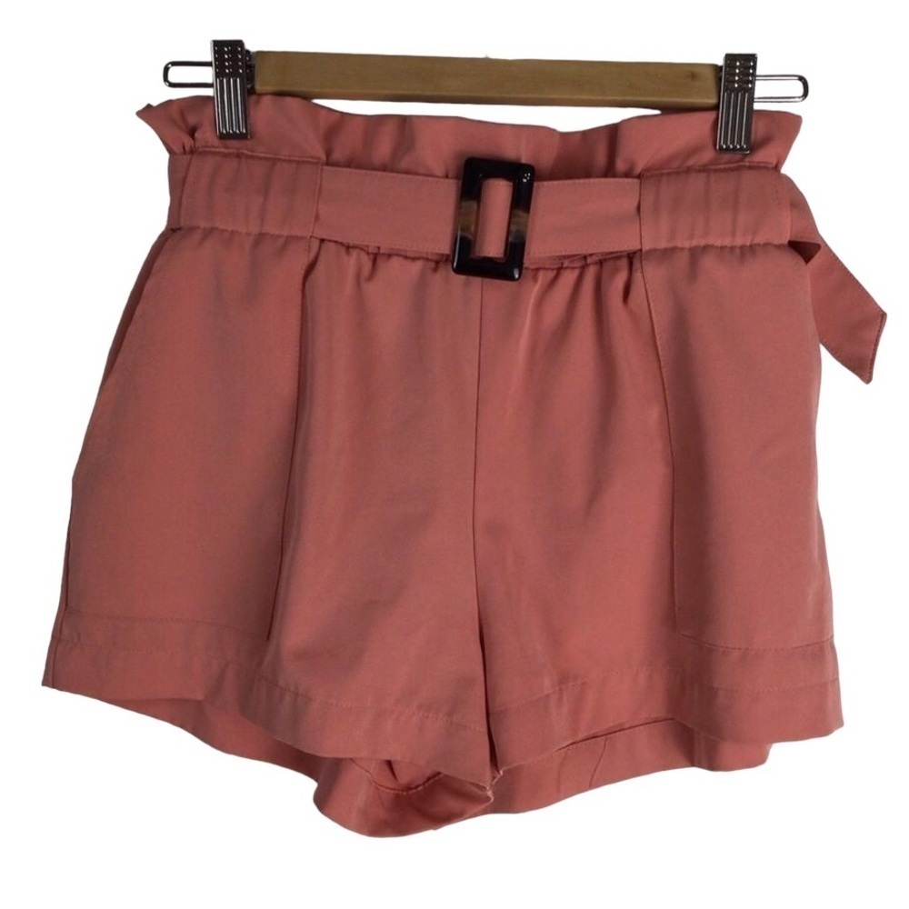 STREETWEAR society shorts belt high waisted bermudas pink/peach small pockets